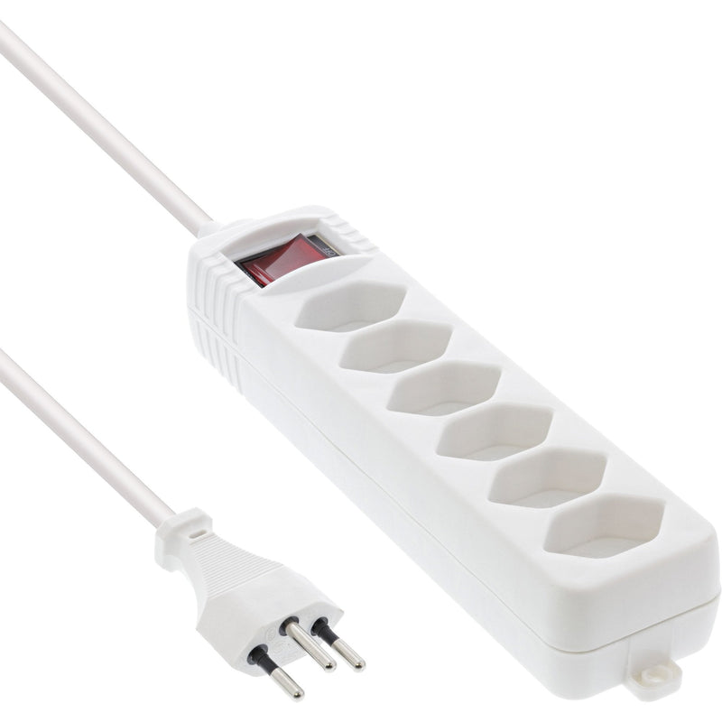 Inline Power Strip Suiza, 6 Contactos, With Switch 1,5M, White