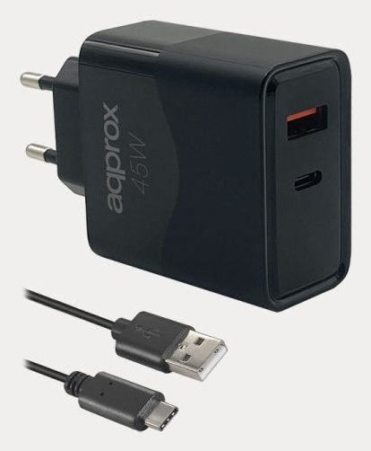 Approx Wall Charger APPUSBWALL45W 1x USB-C Pd 1x USB-A 45W USB Cable -a a USB-C Included