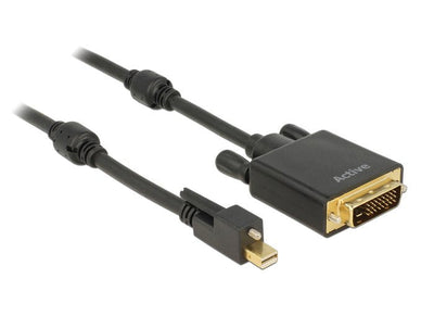 Delock Cable Mini DisplayPort 1.2 Male With Screw DVI Male 4K Activo Black 2M — image 1