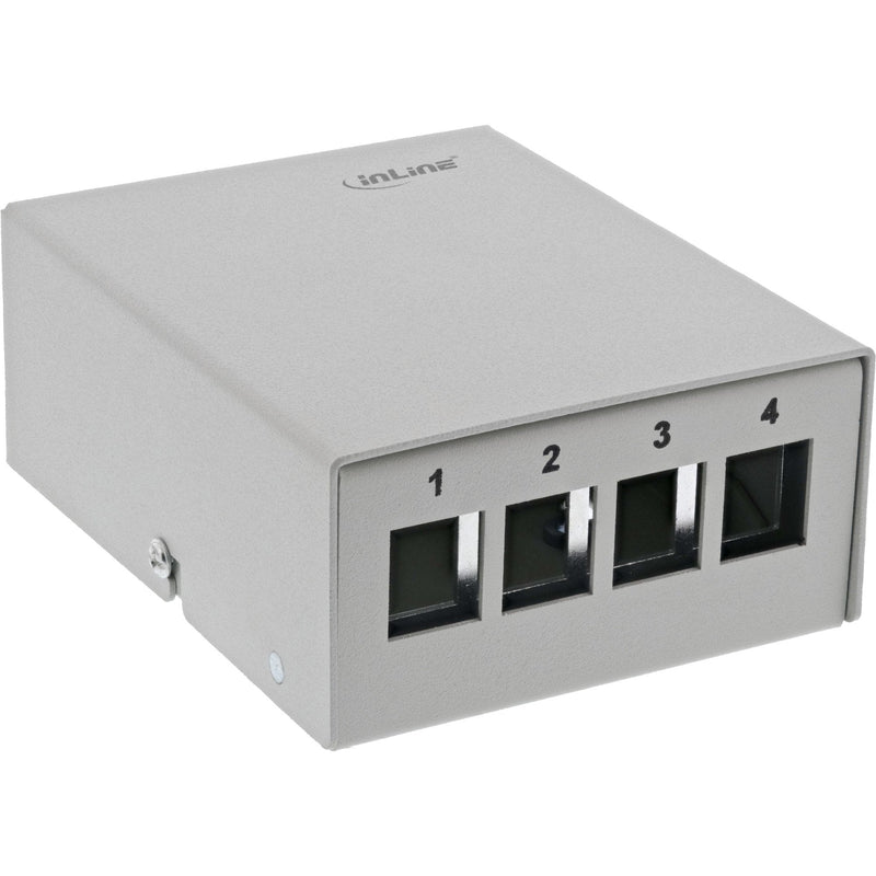 Inline Desktop Point Box 4X Keystone RJ45, Metal Grey Claro RAL7035