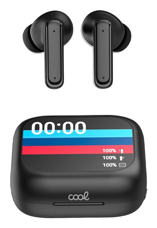 Cool Headphones Stereo Bluetooth Earbuds LCD Ambient Black
