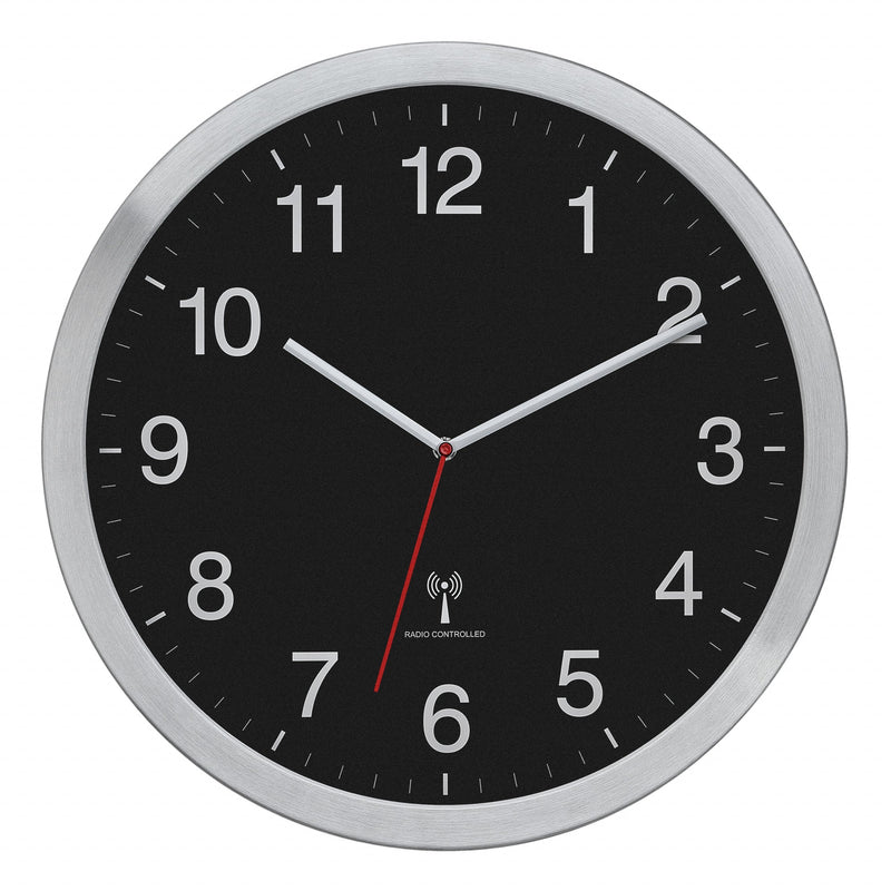 Watch Pared Tfa Analógico XL Radiocontrolado Con Frame Aluminium Negro/Plata Ø 40CM) 60.3545.01