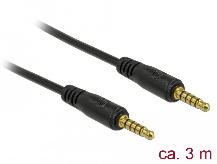 Delock 85698 Cable Connector Stereo 3,5MM 5 Pines, Male a Male 3M Black