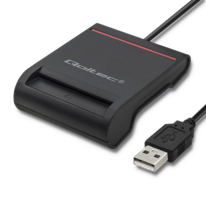 Qoltec Card Reader External 50642 Smart Chip Id Card Scanner USB 2.0 Plug&play Reader Card Magnética USB Black
