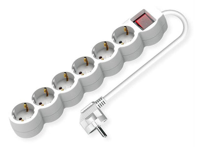 Value 6-VÍAS Power Strip Plugs With Switch Runde Sockets White 3M — image 1