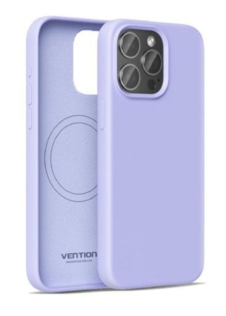 Case Silicone With Magsafe Vention KUFV0-30 Compatible With Iphone 15 Pro Purple