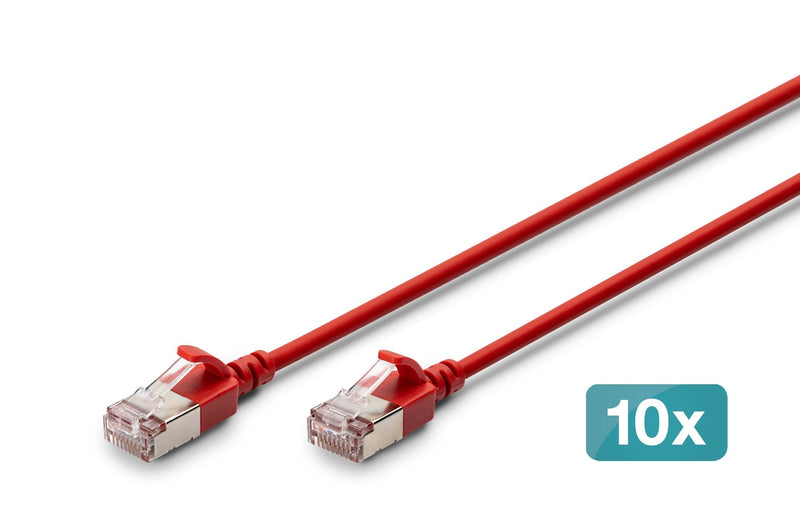 Digitus Network Cable CAT.6A F/FTP Slim 1,50M Rojo 10 Unidades