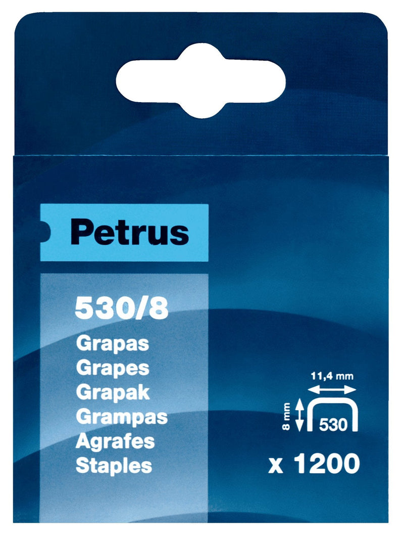 Petrus Staples 530/8 Cobreadas Clavadora - Box Of 1200 Staples - Patilla 8MM