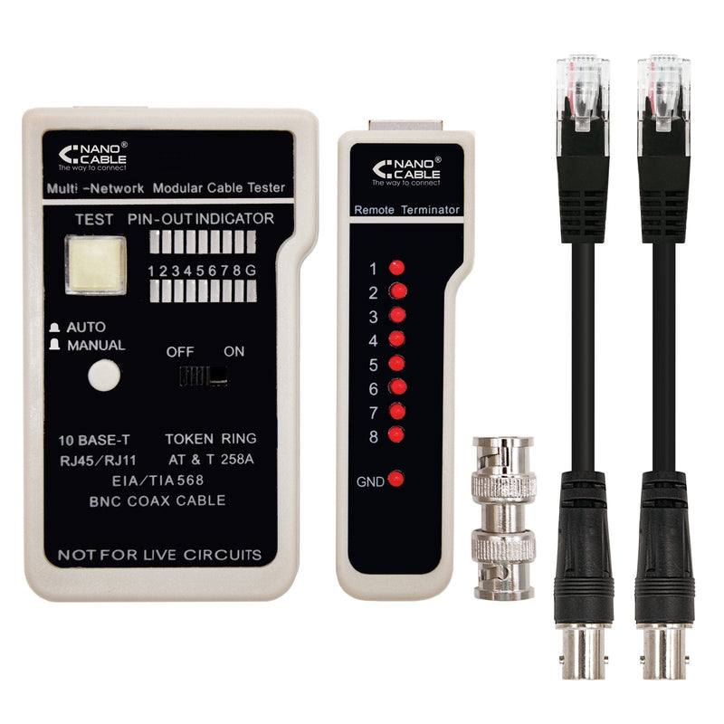 Nanocable Testeador Cable RJ11/RJ12/RJ45, Coaxial