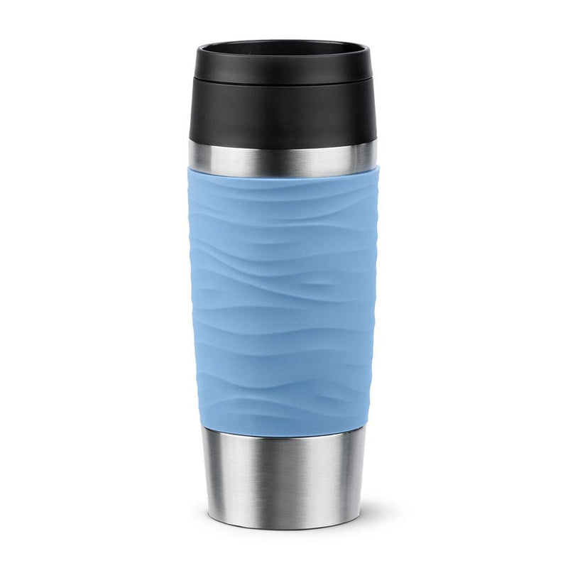 Emsa Mug Thermal Travel Mug Waves Blue Claro/Steel Inoxidable, 0,36 Litros N2021300