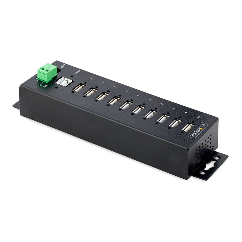 StarTech Concentrador USB 2.0 10 Ports Con Protection Esd Level 4 Pared Din Con Ports Bloqueables