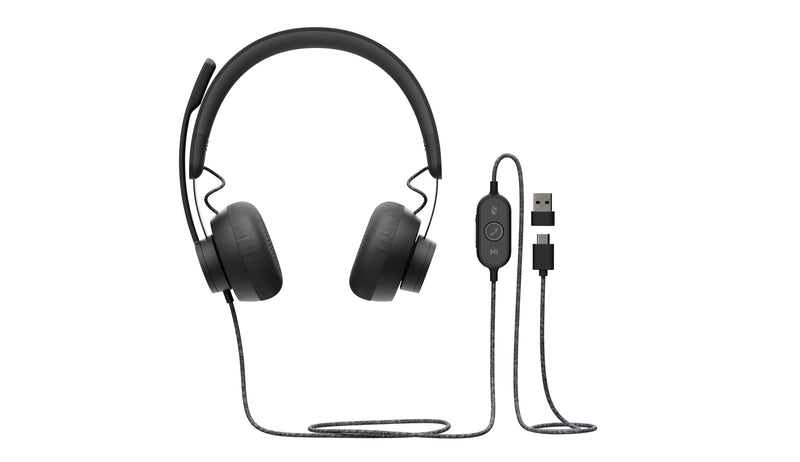 Logitech Headphones Zone Wired/ With Microphone/ USB/ Black 981-000875