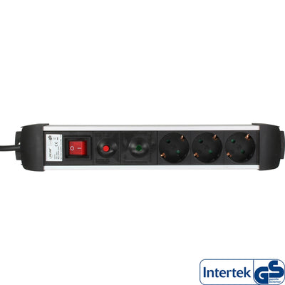 Inline Power Strip 3 Sockets With Protection 3X Type F Alemáncon Switch Silver 1.5M — image 1