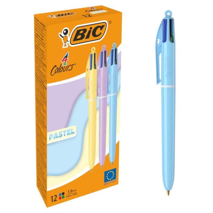 Bic Pen 4 Colours Pastel Box 12 C/Surtidos