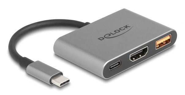 Delock 61071 Adapter Cable Vídeo 0,1M USB Type-c USB Type-c + USB Type-a + HDMI Grey