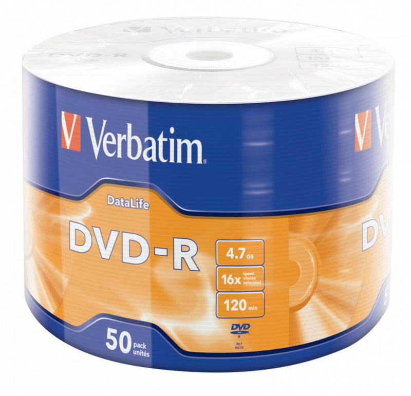 Verbatim 43791 Verbatim Dvd-r Data Life 4.7GB 16X Matt Siver Surface 50 Pack