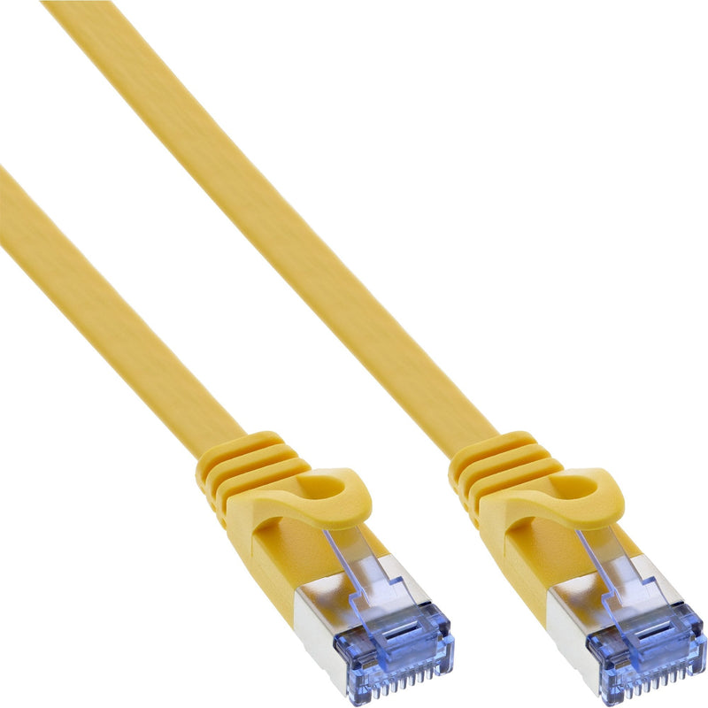 Inline Network Cable Flat , U/FTP, CAT.6A, Yellow 0,5M
