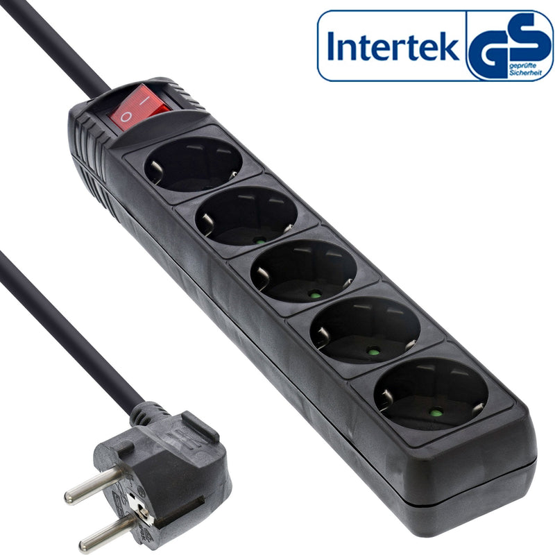 Inline Power Strip Type F 5 Ports With Switch + Seguro Children Black 1.5M