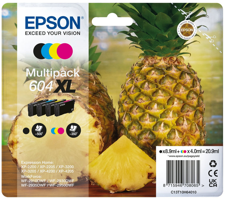 Epson Cartridge 4 Colours Multipack 604XL XP-2200, WF-2910DWF Piña