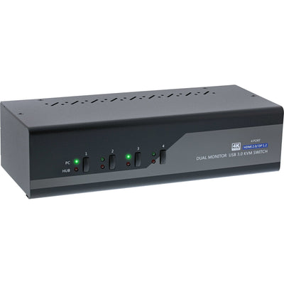Inline Switch KVM , 4 Ports Monitor Double DP 1.2 + HDMI 2.0, 4K, USB 3.0, Audio — image 1