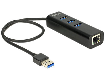 Delock Hub USB 3.0 3 Port Extern + 1 X Gigabit LAN Port — image 1