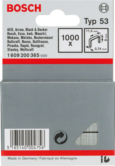 Bosch Professional Clips Alambre Thin Type 53, 8/11,4MM, Clip 1.000 Pieces 1609200365 — image 1