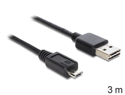 Delock Cable Easy-USB 2.0, Connector USB-A Connector Micro-usb Black 3 Metres Connector USB-A Se Puede Utiliza — image 1