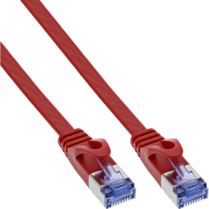Inline Network Cable Flat , U/FTP, CAT.6A, Red 7M