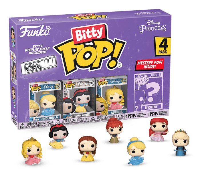 Blíster 4 Figuras Bitty Pop Disney Princesas Cenicienta