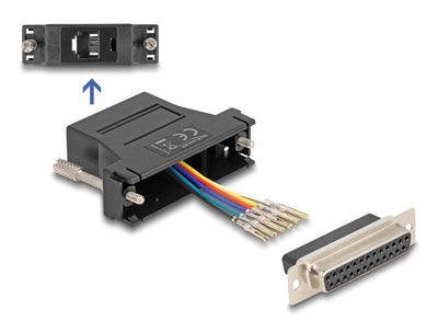 Delock D-sub 25 Pin Connector Female a RJ12 Connector Female Kit Assembly Black — image 1