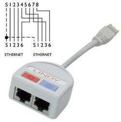 Lindy UTP Port Doubler Network Cable Grey 2X 10/100BT RJ-45 CAT.5