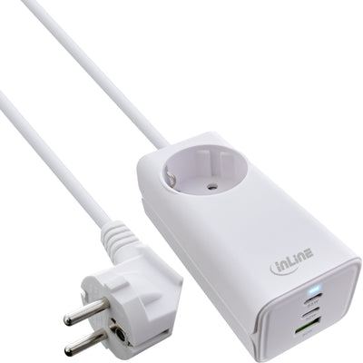 Inline® USB Power Supply, 65W Charger, 2x USB-C + 1x Usb-a, With Safety Socket And 1.5M Cable PD 3.0 Pps GaN,  — image 1