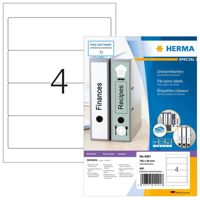 Herma Folder Labels A4 White 192X59 Mm Paper Opaco 400 Units — image 1
