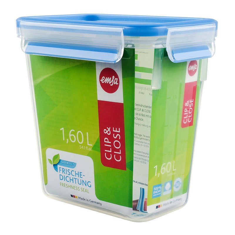 Emsa Clip & Close Rectangular Box Translúcido 1 Pieces Transparent/Blue Box Rectangular Translúcido, 1 Pieces