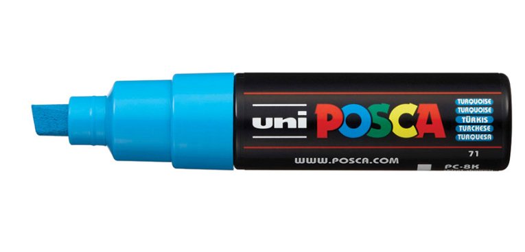 Posca Marcador PC-8K No Permanente Punta Biselada 8.0MM Turquesa