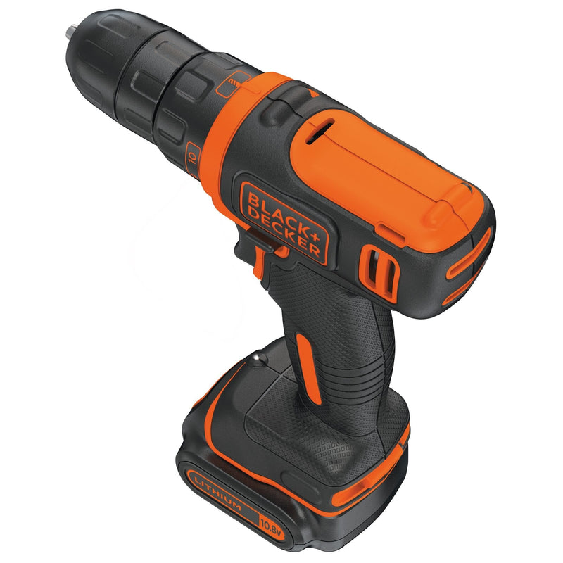 Black + Decker Drill Atornillador Wireless BDCDD12, 10,8 Voltios Black/Orange Battery Iones Litio 1,5AH) BDCDD