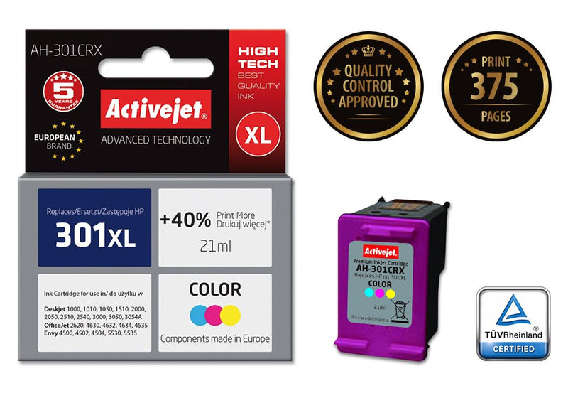 Activejet Ink Ah-301CRX (reemplazo HP 301XL CH564EE - Premium - 21ML - Colour