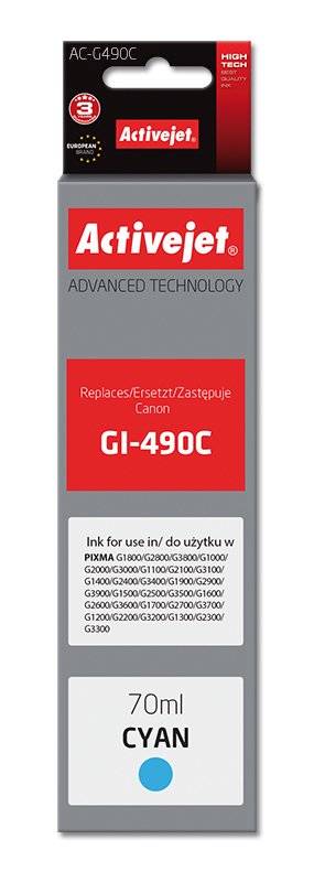 Activejet Ink AC-G490C (reemplazo Canon GI-490C - Supreme - 70ML - Cyan — image 1