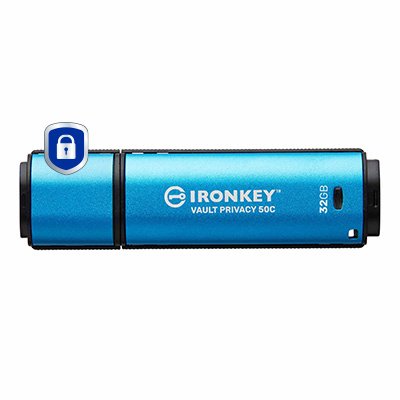 Kingston USB Flash Drive 32GB USB-C Ironkey Vault Privacy 50C AES-256 Encrypted Fips 197 IKVP50C/32GB — image 1