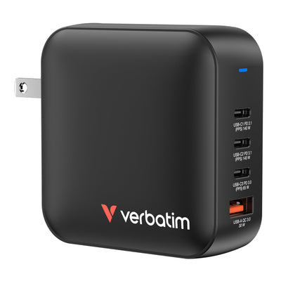 Verbatim Mini GaN Charger 165W 3x USB-C 1x USB-A Us/Eu/Uk A.32216 — image 1