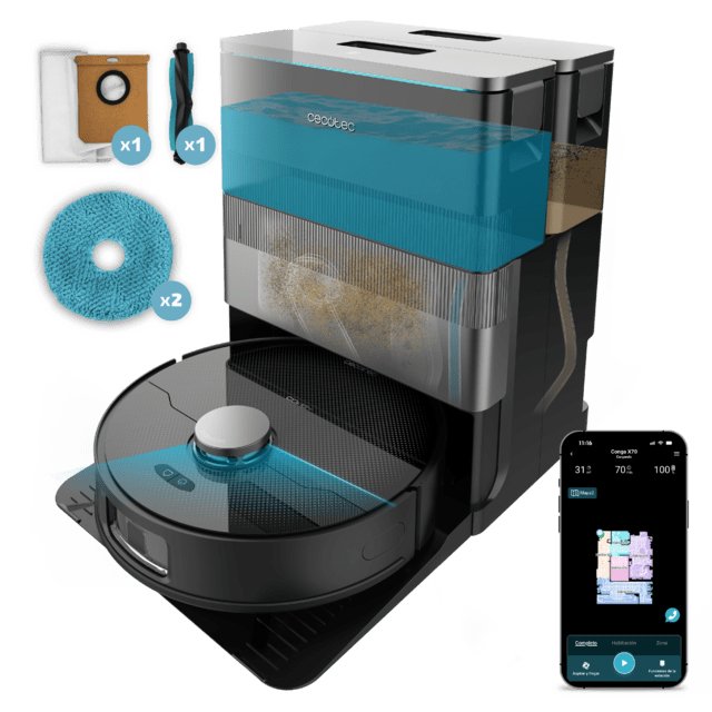 Cecotec Conga X70 Black 15000PA Friegasuelos Autovaciado 240 Min 5200MAH Robot Vacuum Cleaner