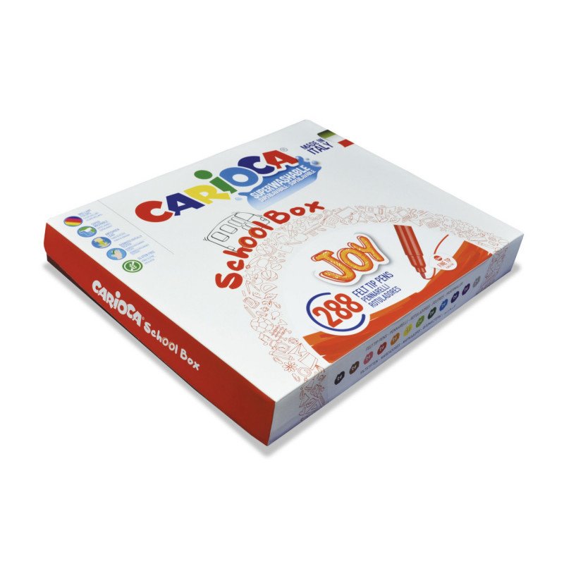 Carioca Joy School Box Pack 288 Markers - Ink Superlavable - Punta Fina 2.8MM - Bloqueada And With Cover Venti