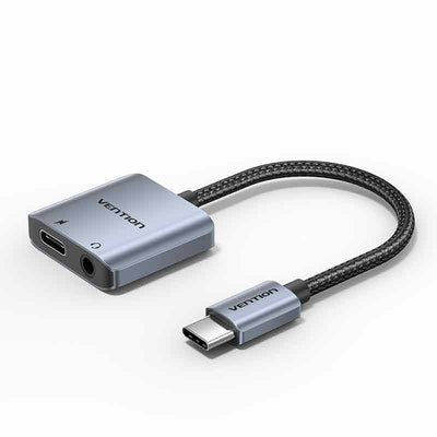 Vention Adapter Audio Bigha USB Type-c Male Jack 3.5 Female USB Type-c Pd Female Grey — image 1