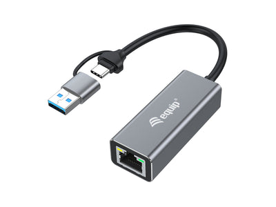 Equip Adapter USB-C - RJ45 10 100 1000 2500Mbps + USB-A — image 1