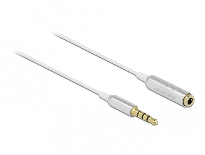 Delock 66072 Cable Extensión Audio Jack Stereo 3,5MM 4 Pines Male a Female Ultra Slim 0,5M White