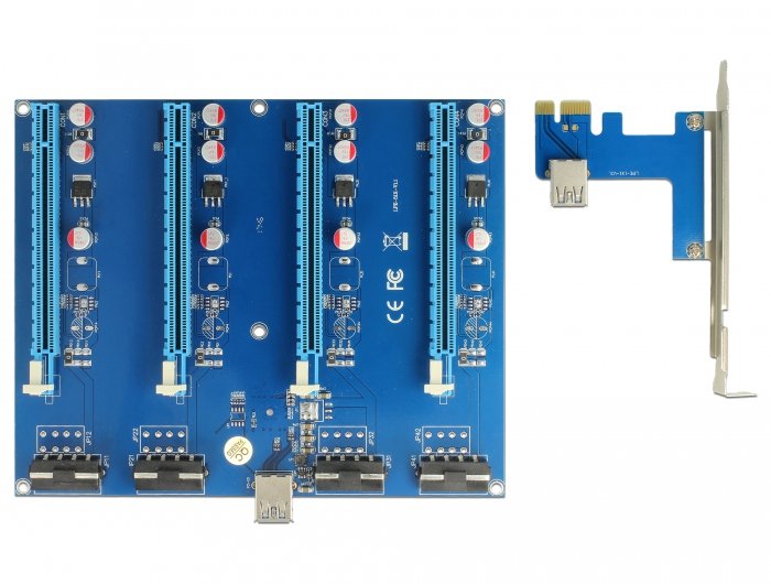 Delock Pci Express Riser Card X1 4XPCI X16 + USB Cable 0.60M