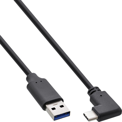 Inline Cable USB 3.2, USB Type-c Male Ángulo a Male a, Black 1M — image 1
