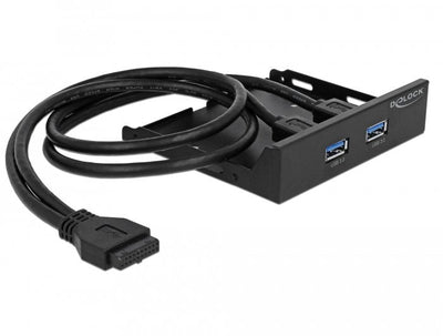 Delock Panel Front 3.5 2 X USB 3.0 Black — image 1