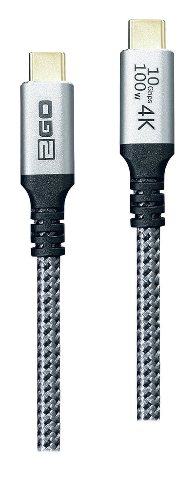 2GO 797512 USB Cable 1,2M USB 3.2 Gen 2 (3.1 Gen 2) USB C Black Silver — image 1