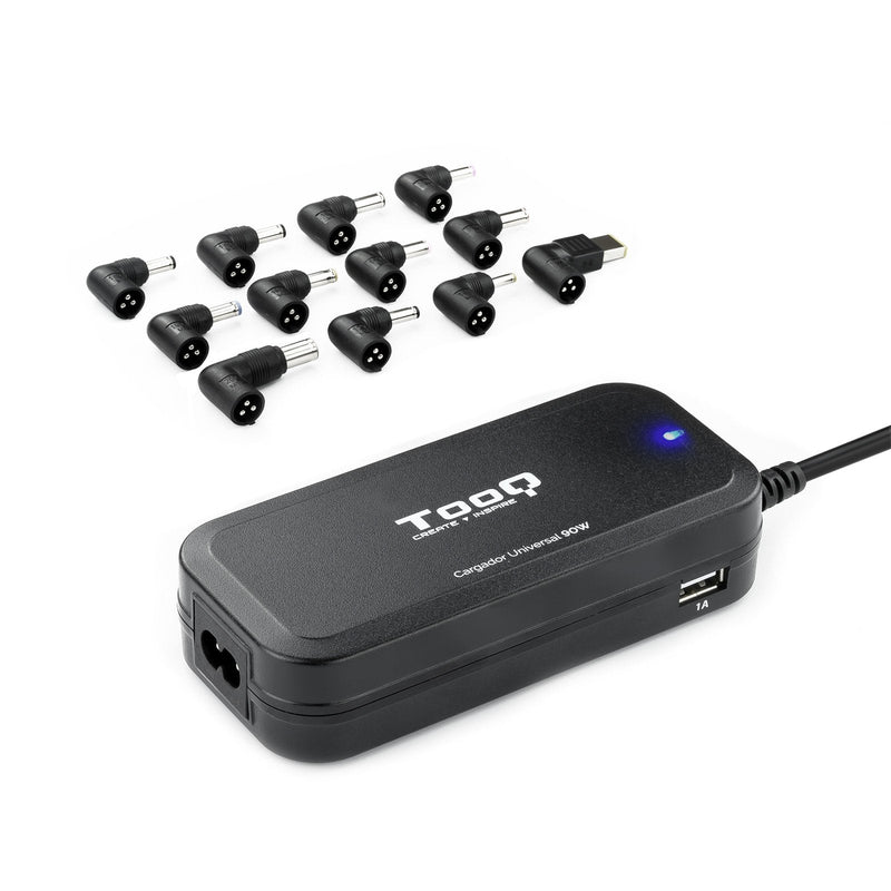 TooQ Charger Universal Automatic Laptop 90W - 2x USB - 12 Adaptadores - Voltaje 12-20V